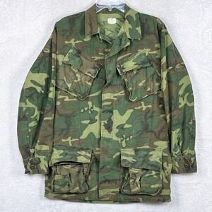 VTG 60s USMC Vietnam War Jungle Coat Men S Long Slant Pocket ERDL Camo Ripstop